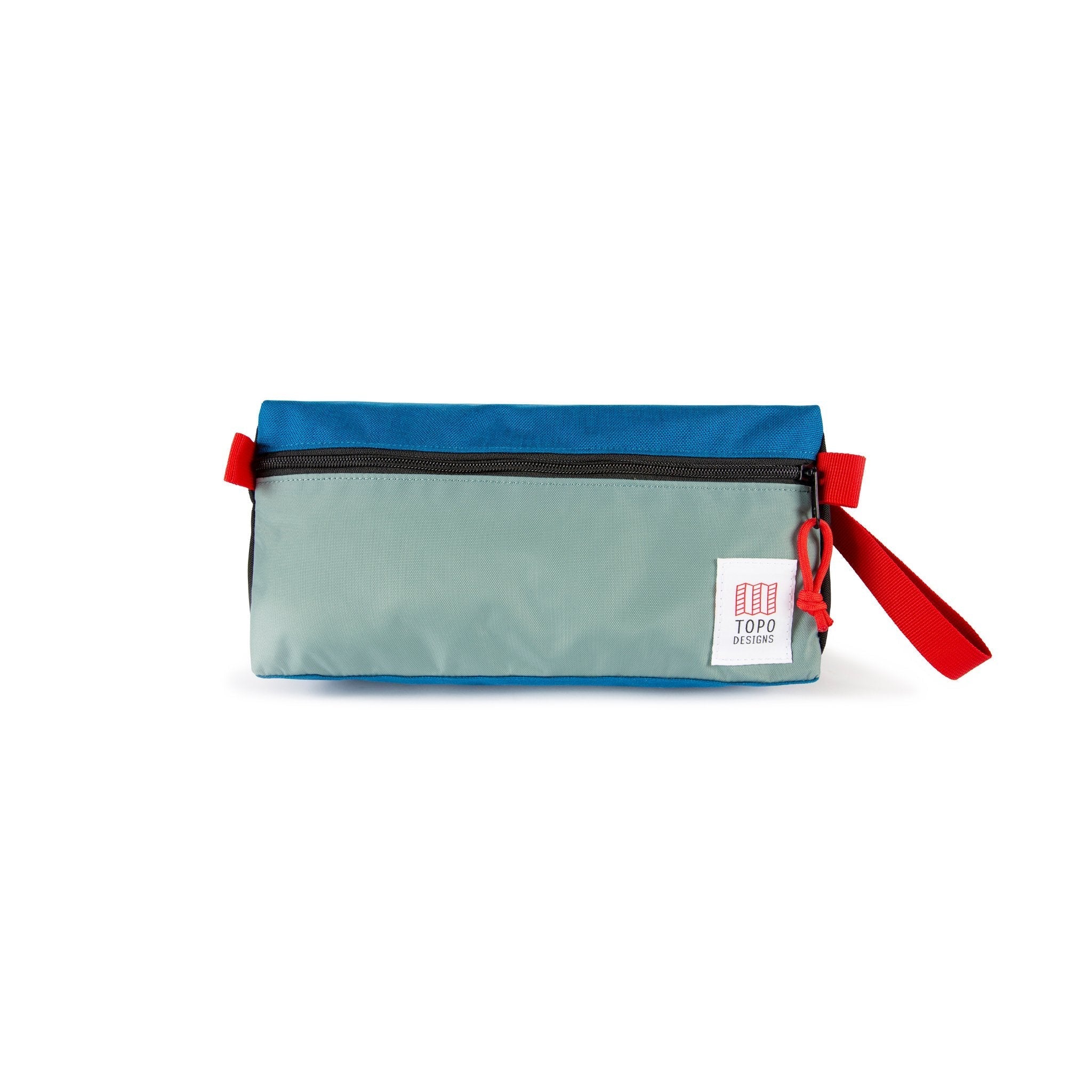 Topo Designs Dopp Kit toiletry travel bag in Mineral Blue.