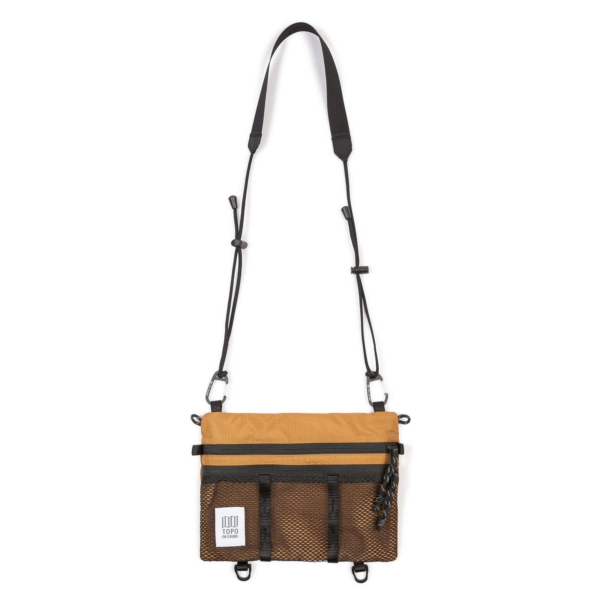 Topo Designs Mountain Accessory crossbody Shoulder Bag in "Khaki" brown lightweight recycled nylon.