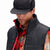 General front model shot of Topo Designs Men's Mountain Puffer recycled insulated Vest in "Black".