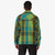 Back of Topo Designs Men's Mountain Shirt Jacket in Olive green gold plaid on model.