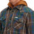 Front detail shot of chest pockets on Topo Designs Men's Mountain Shirt Heavyweight "Blue / Red Plaid" brown green button-up.