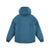 Back of Topo Designs Mountain Puffer Primaloft insulated Hoodie jacket in "Pond Blue"