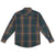 Back of Topo Designs Men's Mountain Shirt Heavyweight "Blue / Red Plaid" brown green button-up.