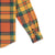 General detail shot of sleeve cuff on Topo Designs men's mountain organic cotton flannel shirt in "brick / mustard plaid" orange