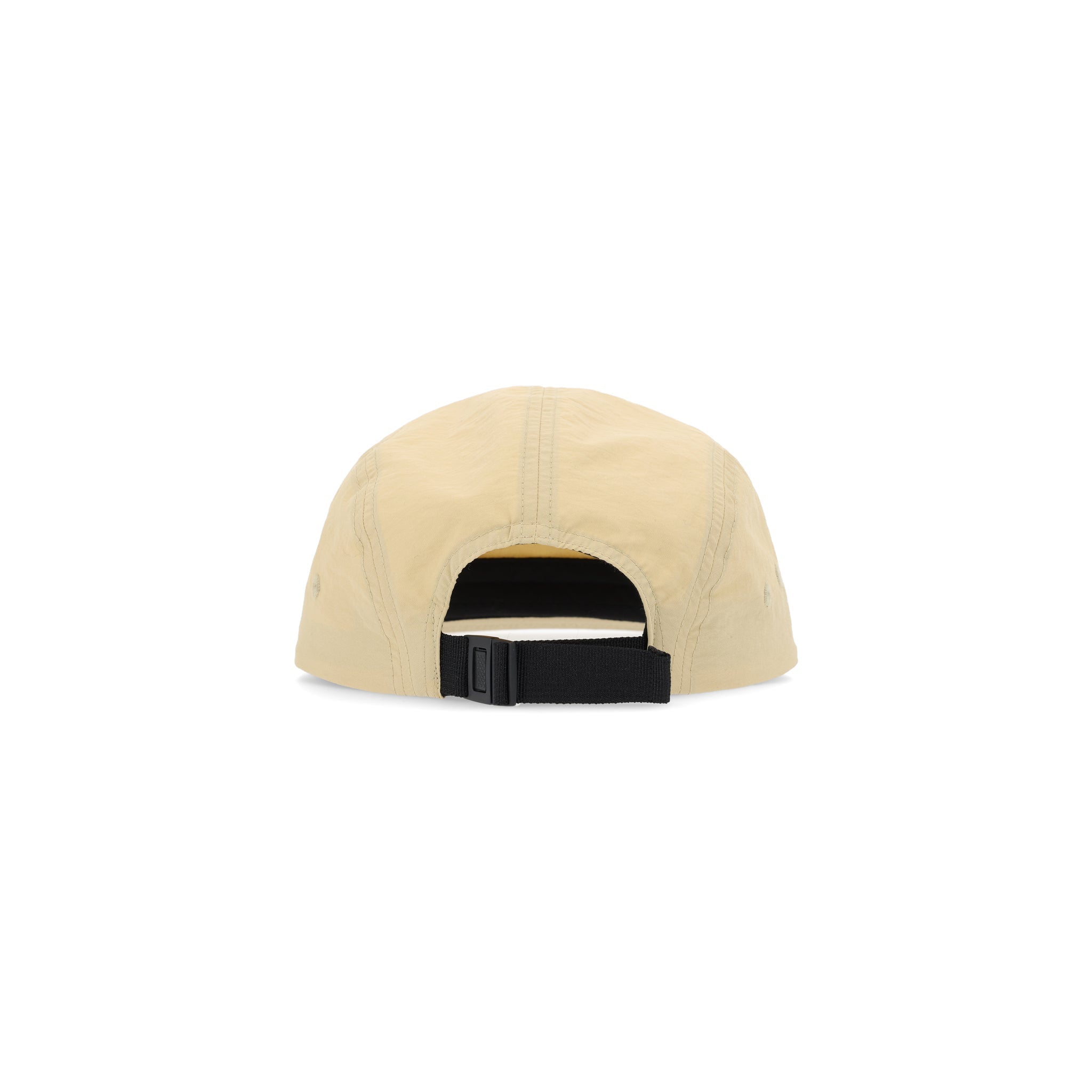 Back of Topo Designs Nylon Camp 5-panel flat brim Hat in "Tan" brown.