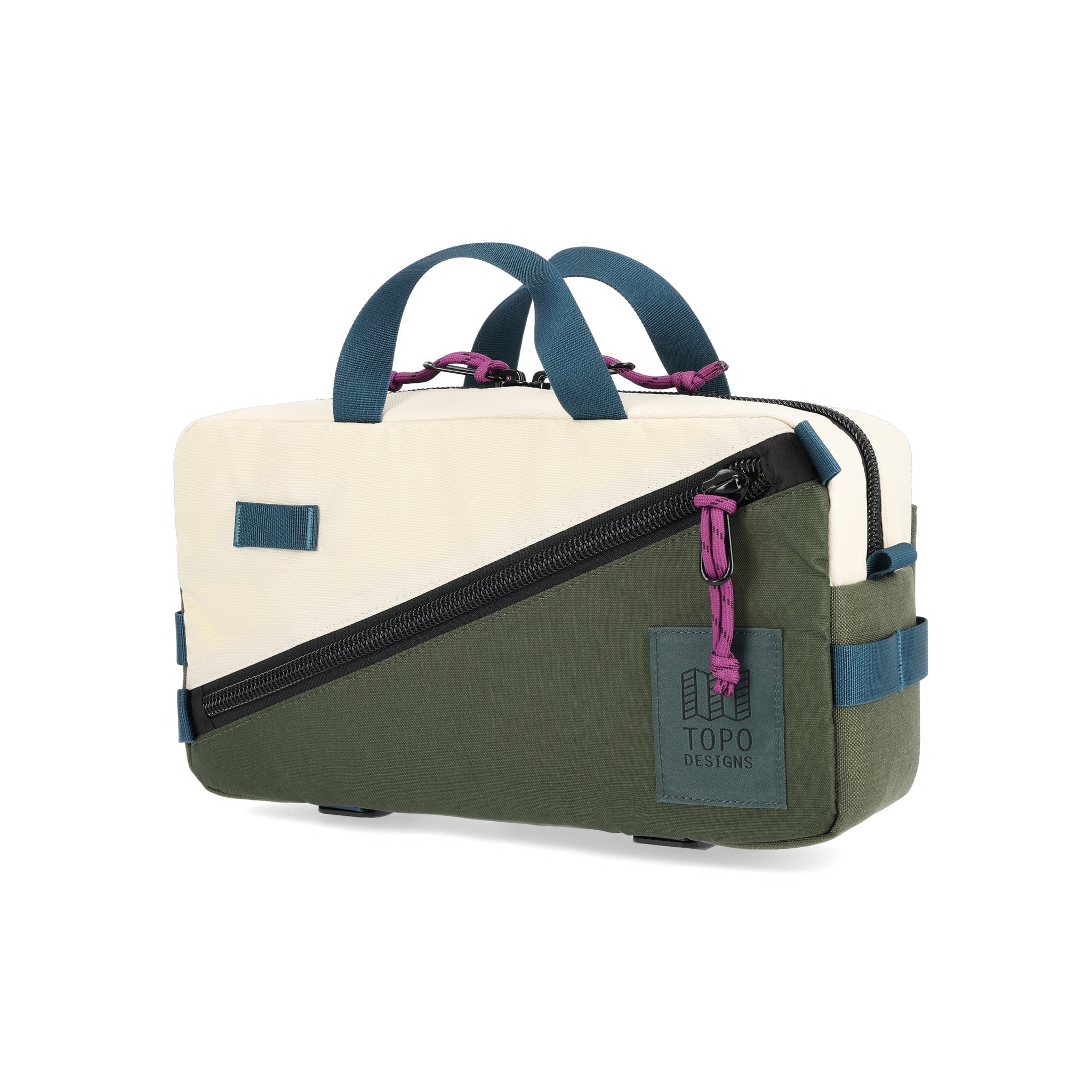 Topo Designs Quick Pack hip fanny pack in "Bone White / Olive" nylon.