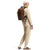 Back model shot of Topo Designs Women's Dirt Jacket 100% organic cotton shirt jacket in "sand" brown white