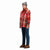 Side model shot of Topo Designs Women's Mountain Shirt Jacket in "red / yellow plaid". Show on  "brown / natural plaid"
