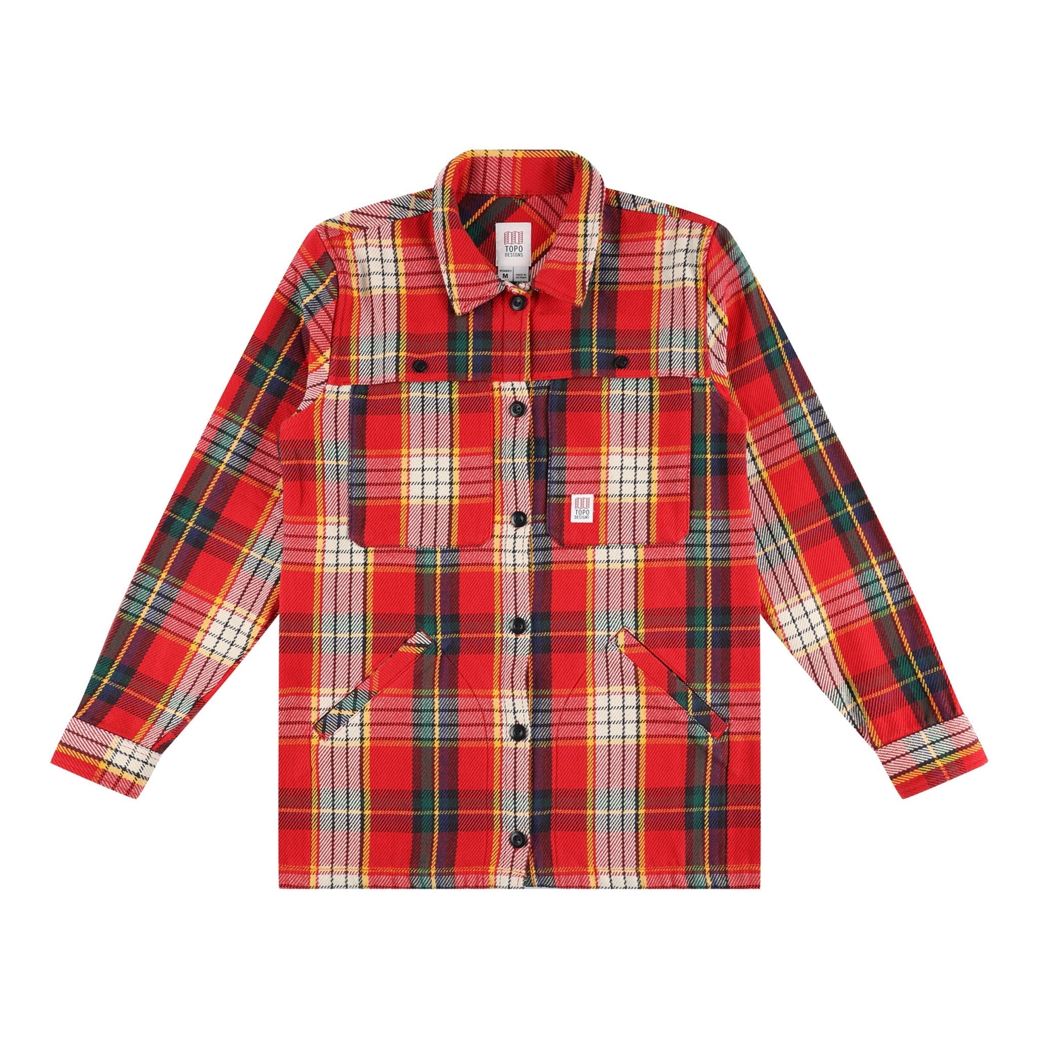 Topo Designs Women's Mountain Shirt Jacket in "red / yellow plaid"