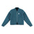 Topo Designs Women's sherpa fleece reversible jacket in "Pond Blue" showing DWR side