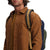 Close up of shoulder strap shot of Topo Designs Session Pack laptop backpack in "Olive / Navy"
