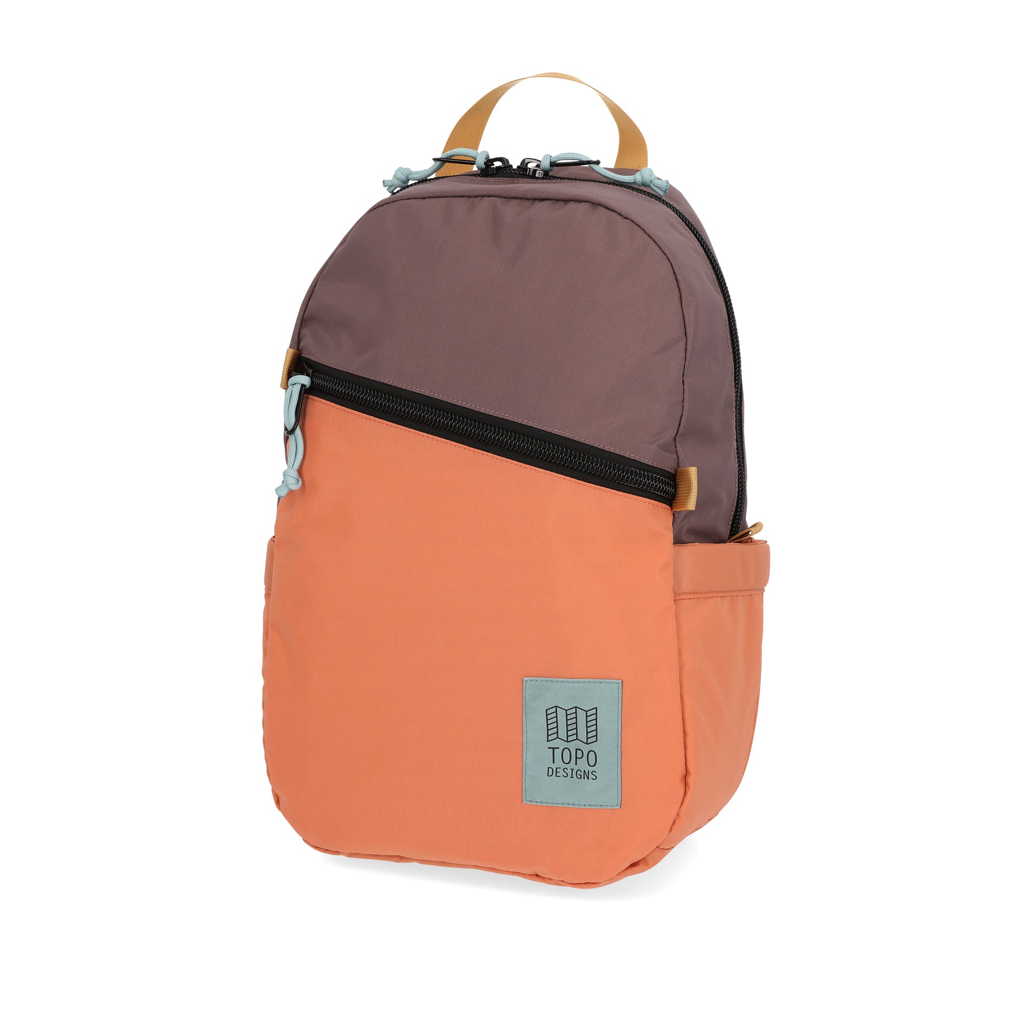 Topo Designs Light Pack in recycled "Coral / Peppercorn" nylon