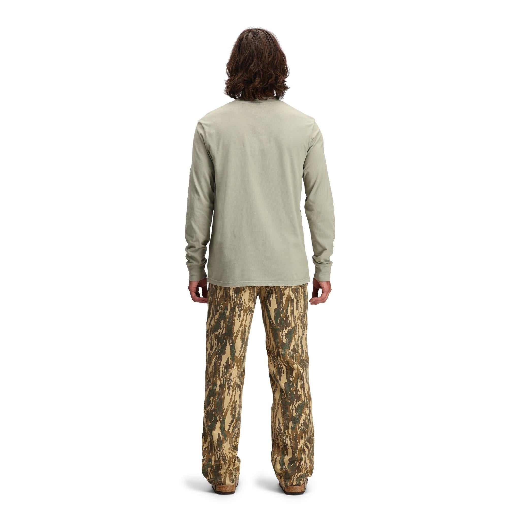 General back model shot of Topo Designs Dirt Utility Pants - Men's  in "Dirt Camo Print"