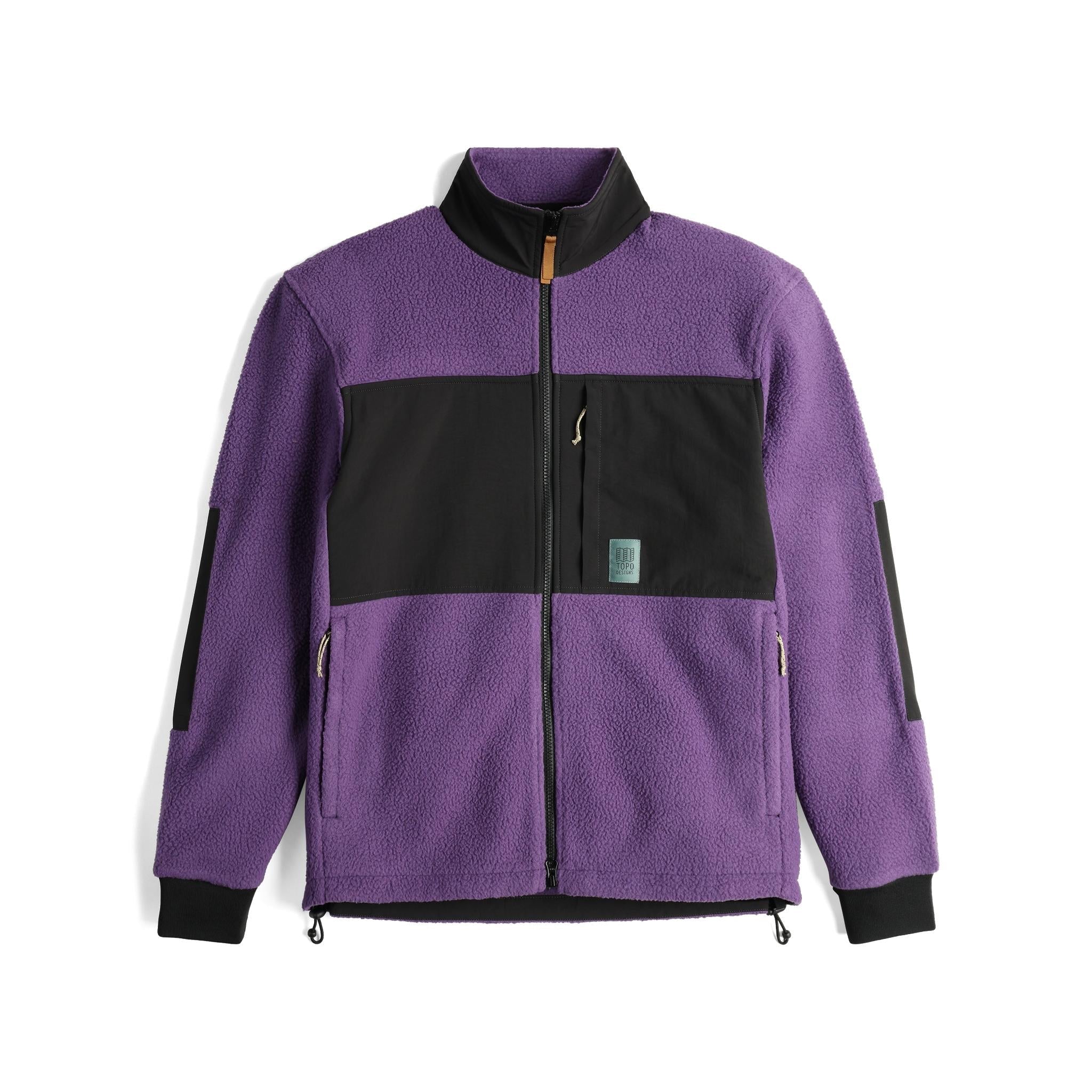 Front View of Topo Designs Summit Rise Full Zip Jacket - Men's in "Loganberry / Black"