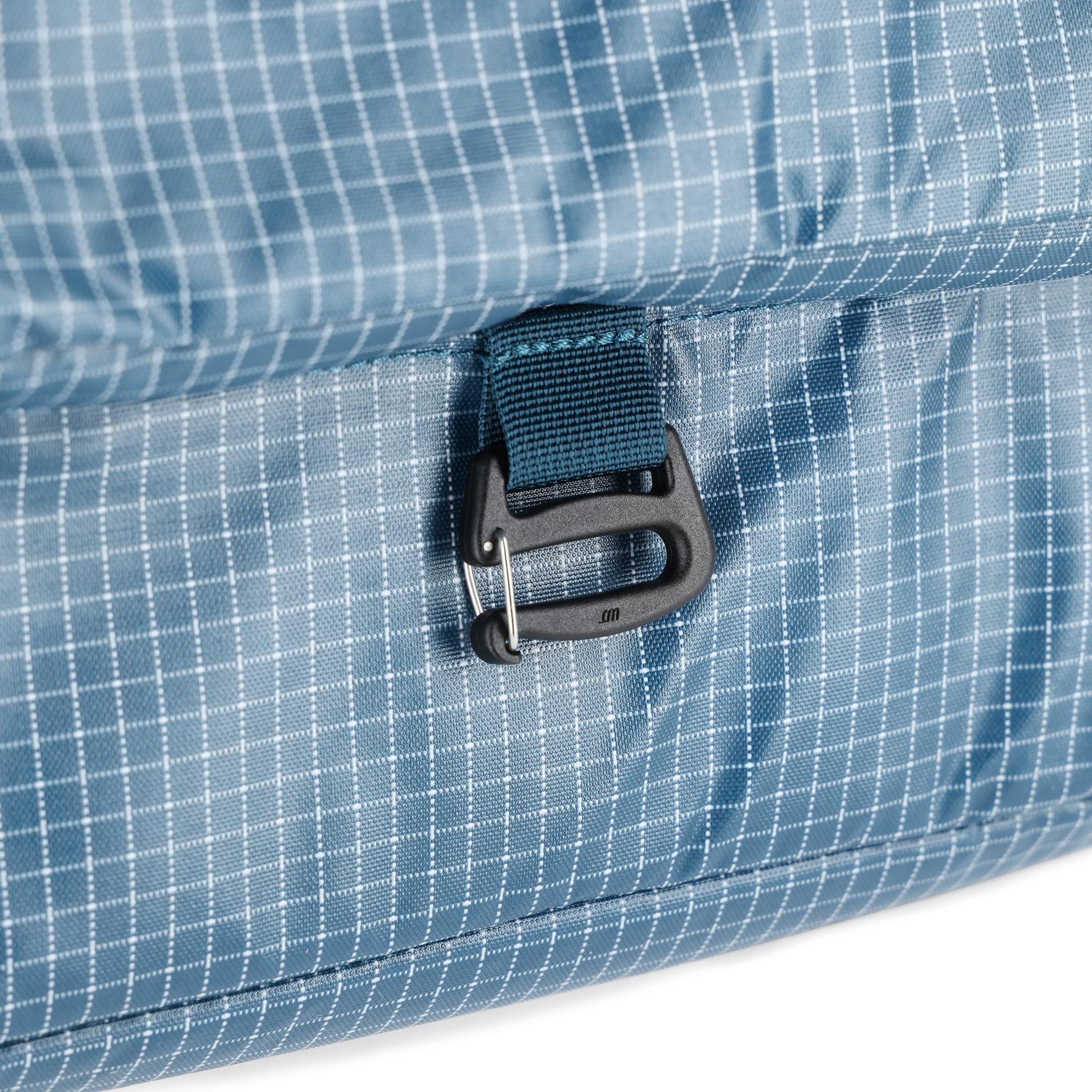 Detail shot of Topo Designs Apex Travel Bag 30L  in "Pond Blue"