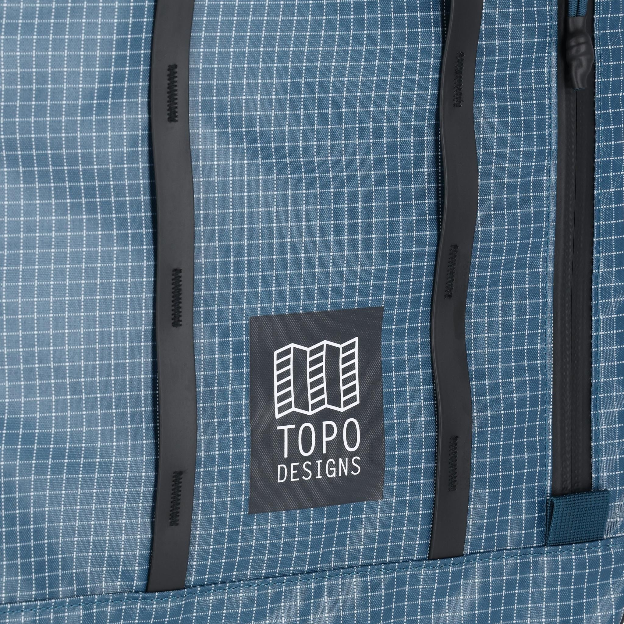 Detail shot of Topo Designs Apex Travel Bag 30L  in "Pond Blue"