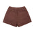 Back of Topo Designs Women's Dirt Shorts in "Peppercorn" purplish brown.