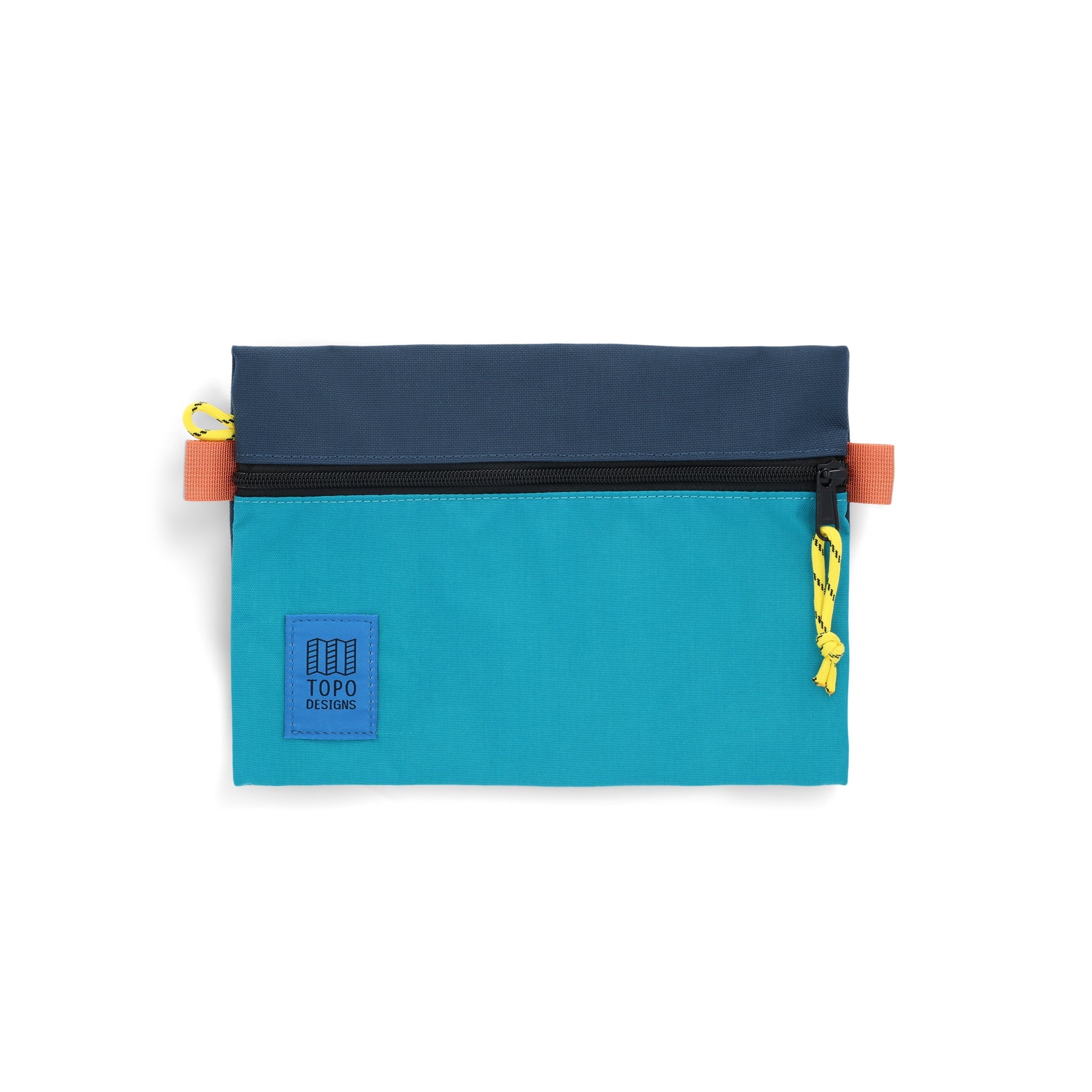 Topo Designs Accessory Bags in medium tile blue pond blue recycled nylon.