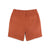 Back pockets on Topo Designs Men's drawstring Dirt Shorts 100% organic cotton in "Brick" orange.