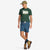 General shot of Topo Designs Men's drawstring Dirt Shorts in 100% organic cotton pond blue on model.