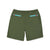 Back zipper pockets on Topo Designs Men's Global lightweight quick dry travel Shorts in "Olive" green.