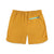 Back zipper pocket on Topo Designs Men's River quick-dry swim Shorts in mustard yellow.