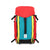 Topo Designs Mountain Pack 28L hiking backpack with external laptop sleeve access in lightweight recycled "Red / Turquoise" nylon.