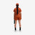 Back model shot of Topo Designs Women's Global Shirt Short Sleeve 30+ UPF rated travel shirt in "brick" orange.
