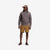 General on model shot of Topo Designs Men's Dirt Hoodie 100% organic cotton French terry sweatshirt in "charcoal" gray.