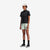 Side model shot of Topo Designs Women's Global lightweight quick dry travel Shorts in "Light Mint" green.
