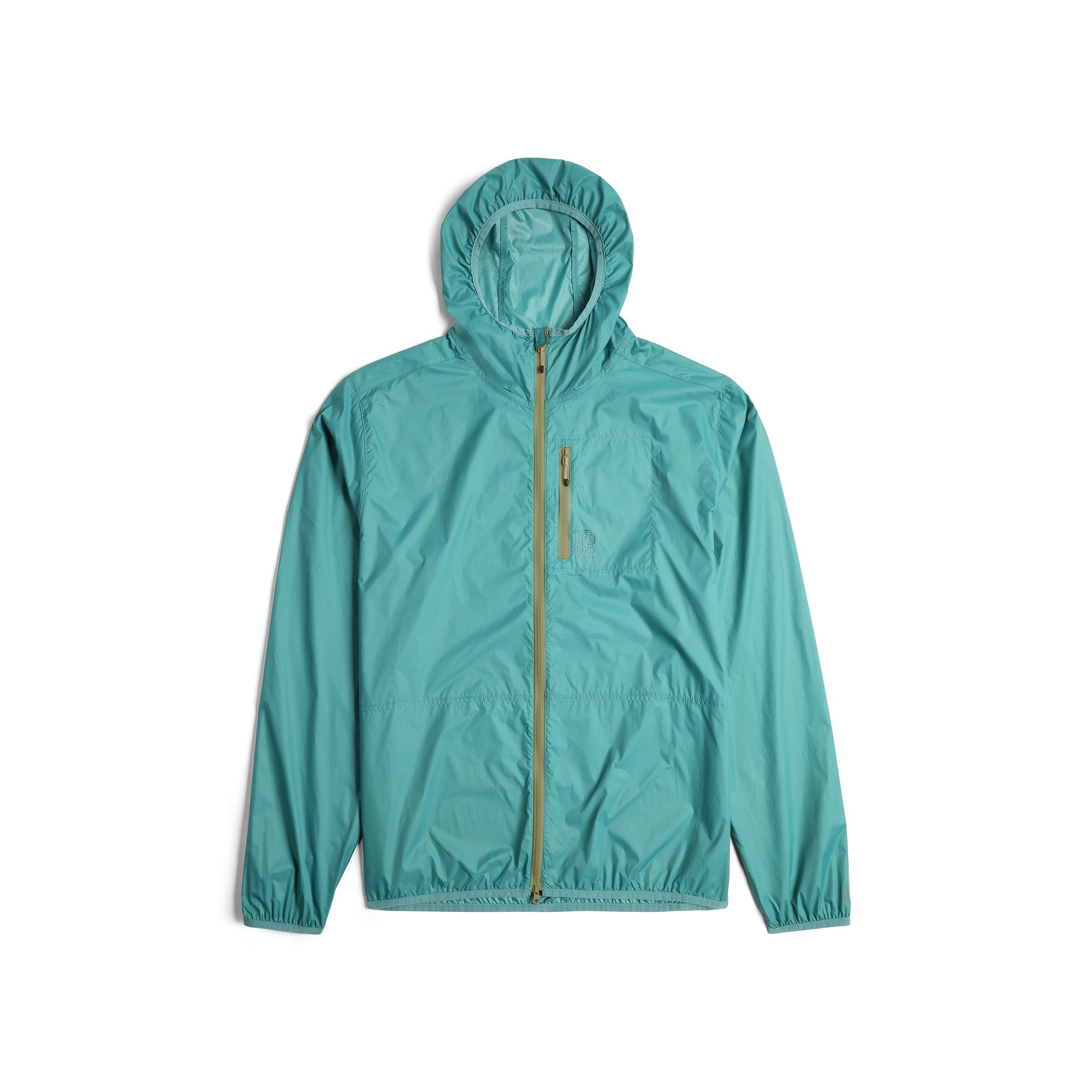 Front View of Topo Designs Global Ultralight Packable Jacket - Men's in "Caribbean"