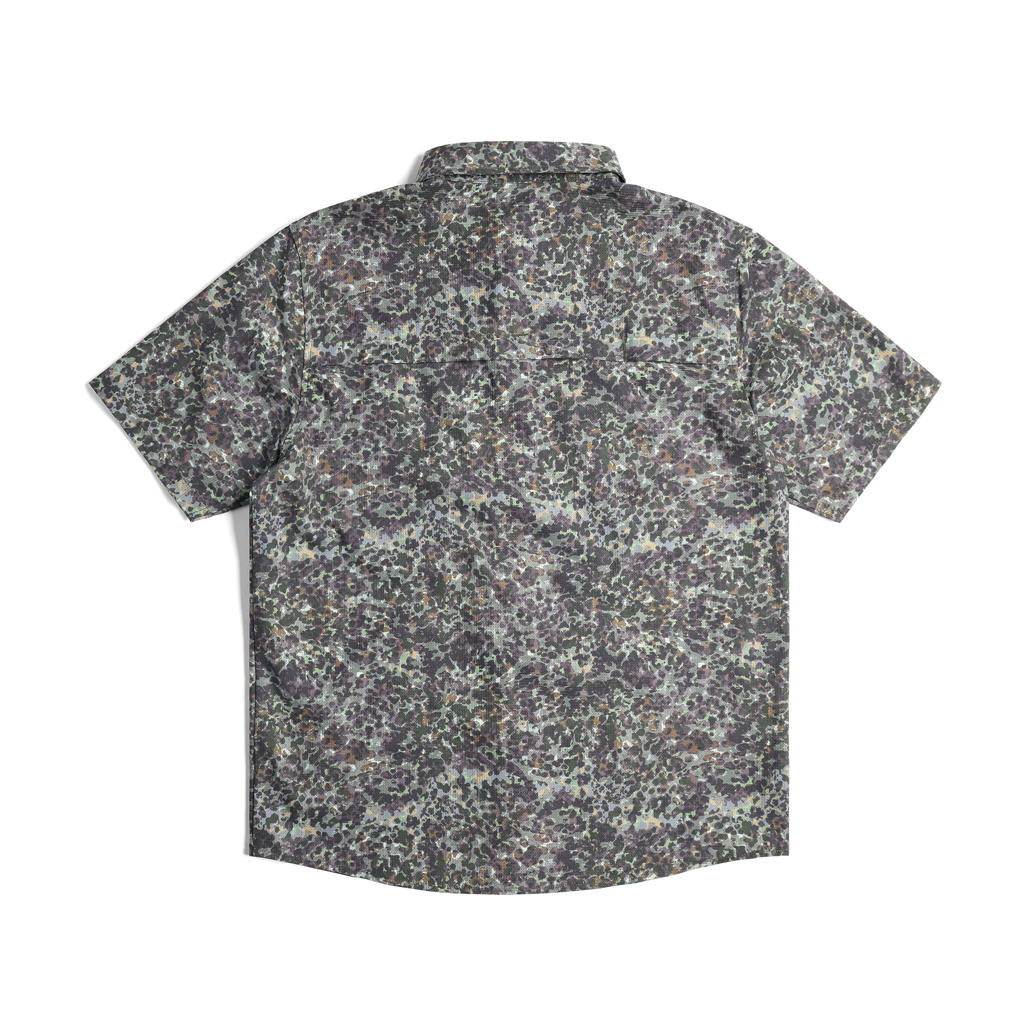 Back View of Topo Designs Retro River Shirt Ss - Men's in "Olive Meteor"