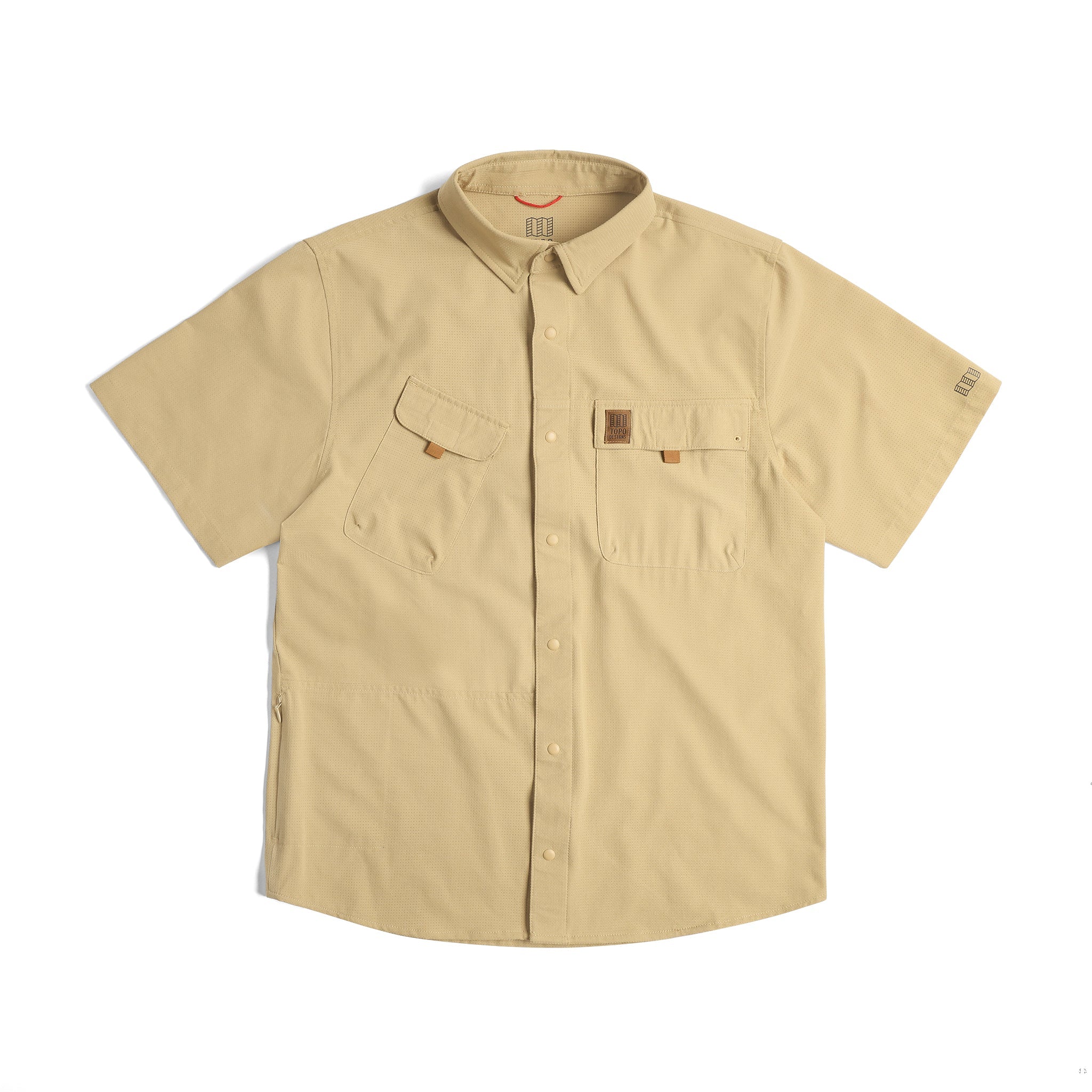 Front View of Topo Designs Retro River Shirt Ss - Men's in "Sahara"