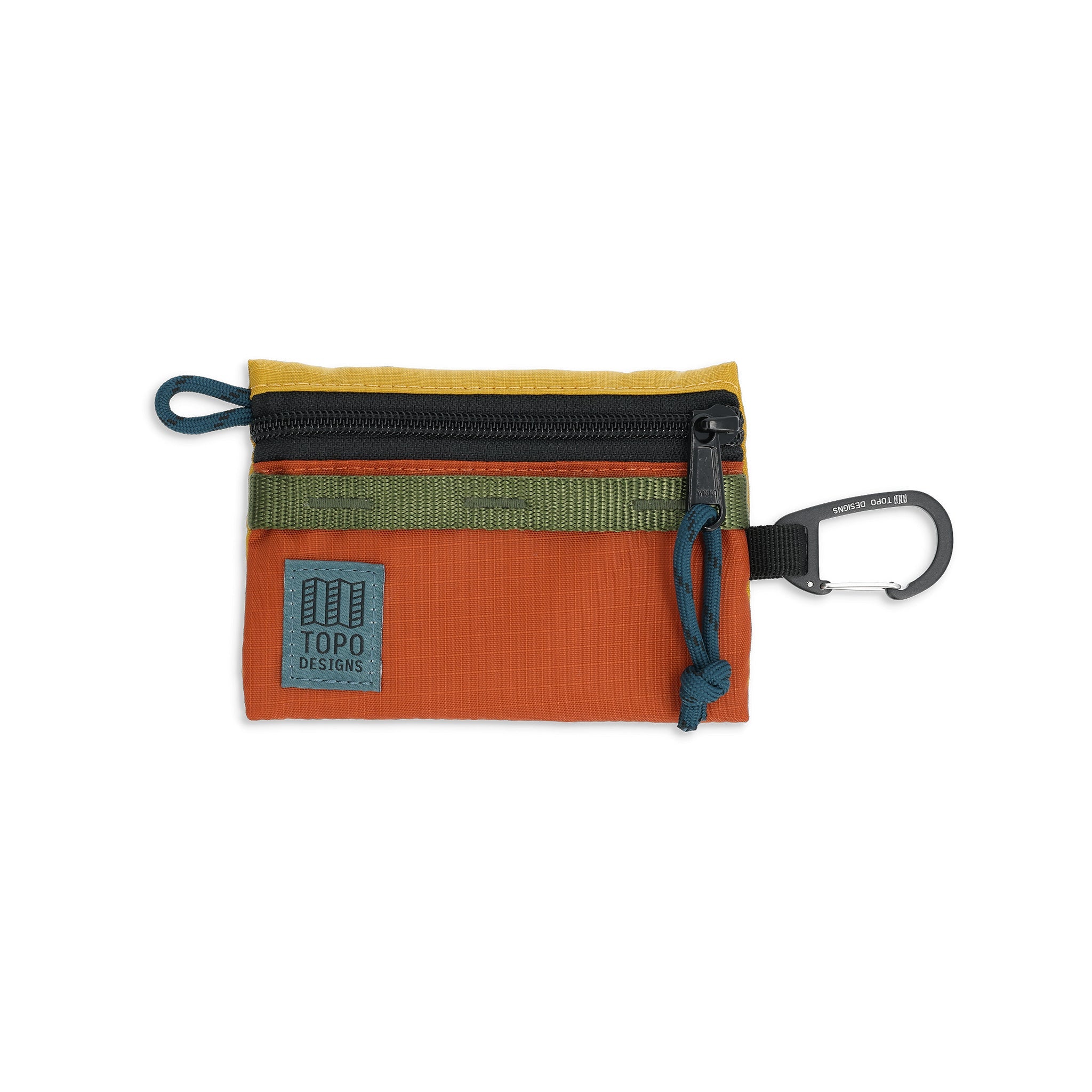 Front View of Topo Designs Mountain Accessory Bag in "Mustard / Clay"