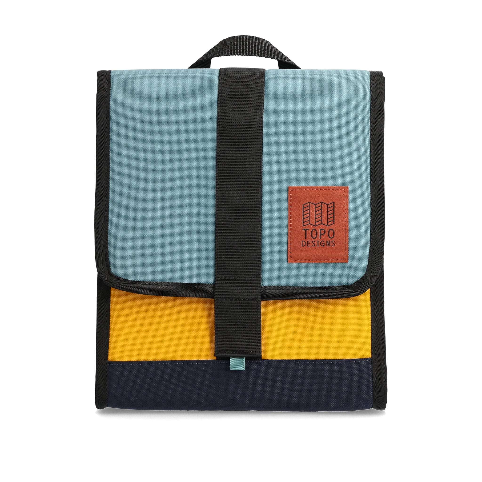 Front View of Topo Designs Cooler Bag  in "Sea Pine / Mustard"