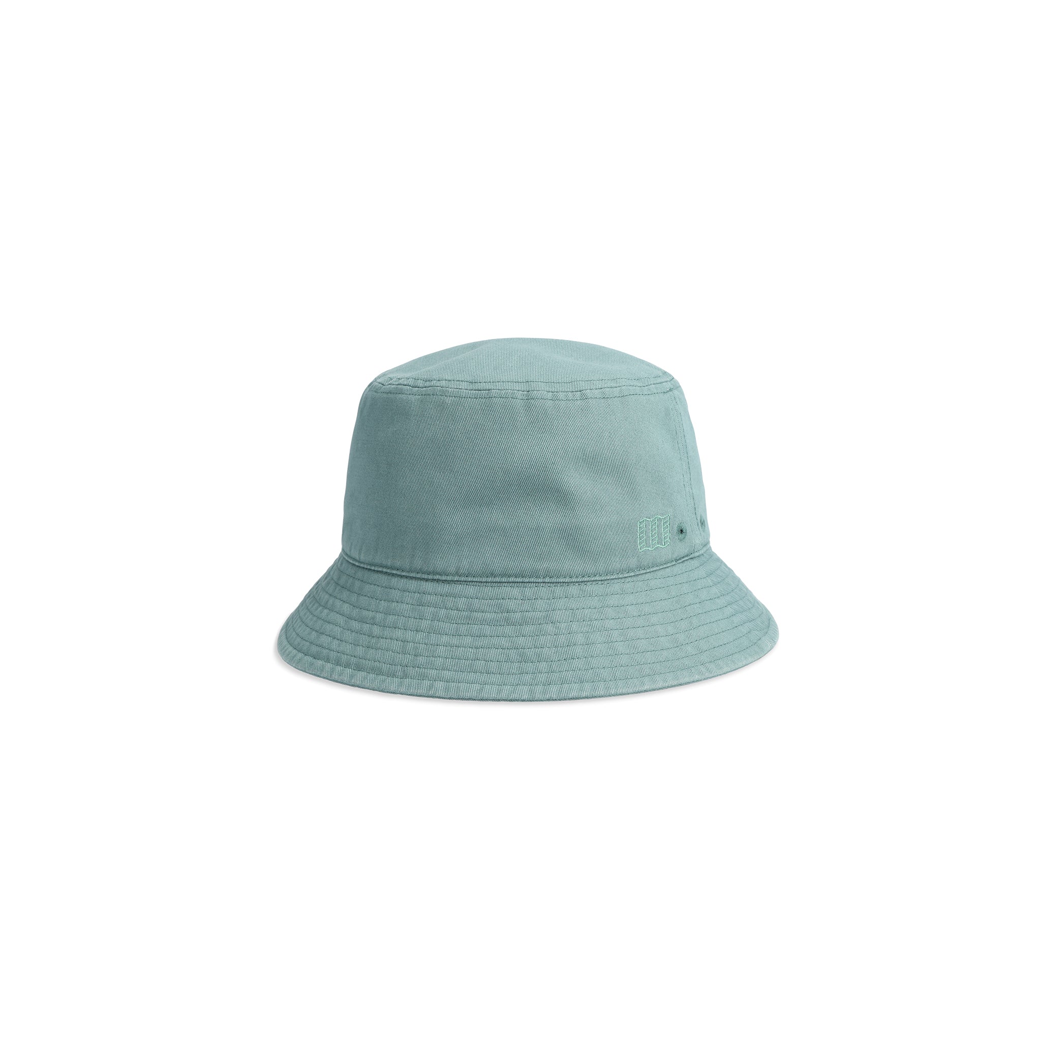 Front View of Topo Designs Dirt Bucket Hat in "Sea Pine"