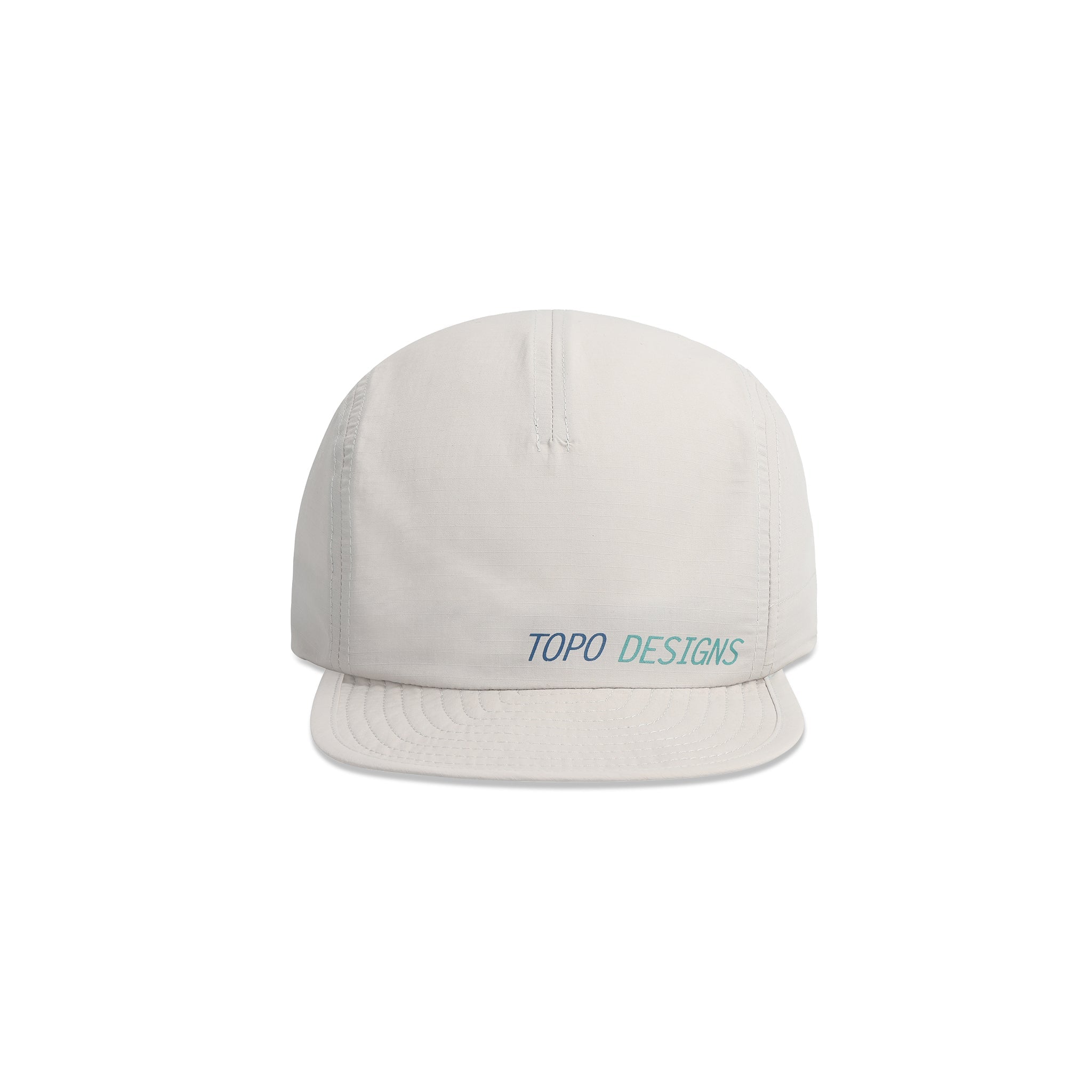 Front View of Topo Designs Global Packable Hat in "Light Gray"