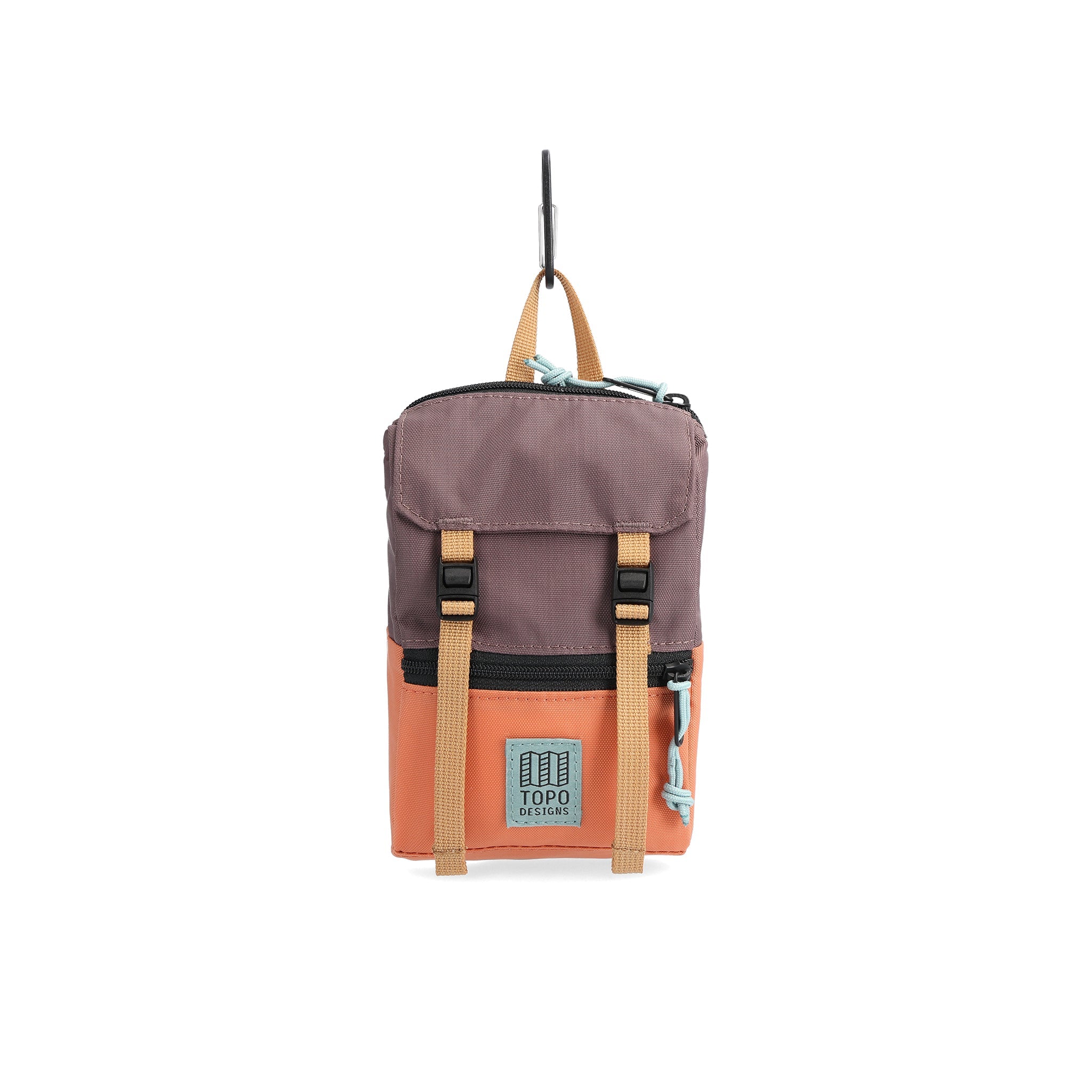 Front View of Topo Designs Rover Pack Micro in "Coral / Peppercorn"