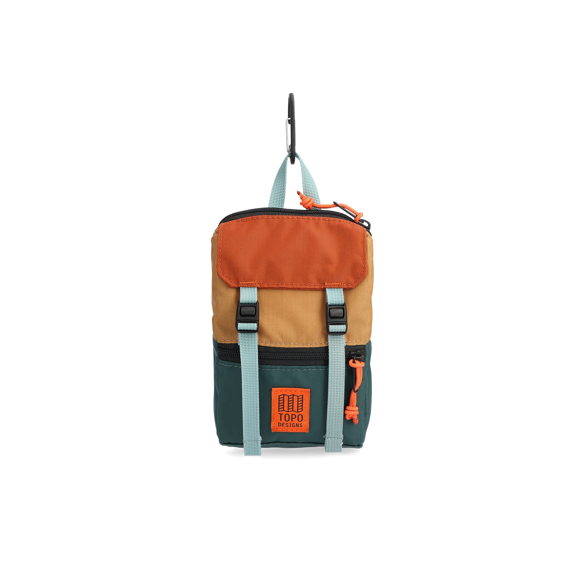 Front View of Topo Designs Rover Pack Micro in "Khaki / Forest"