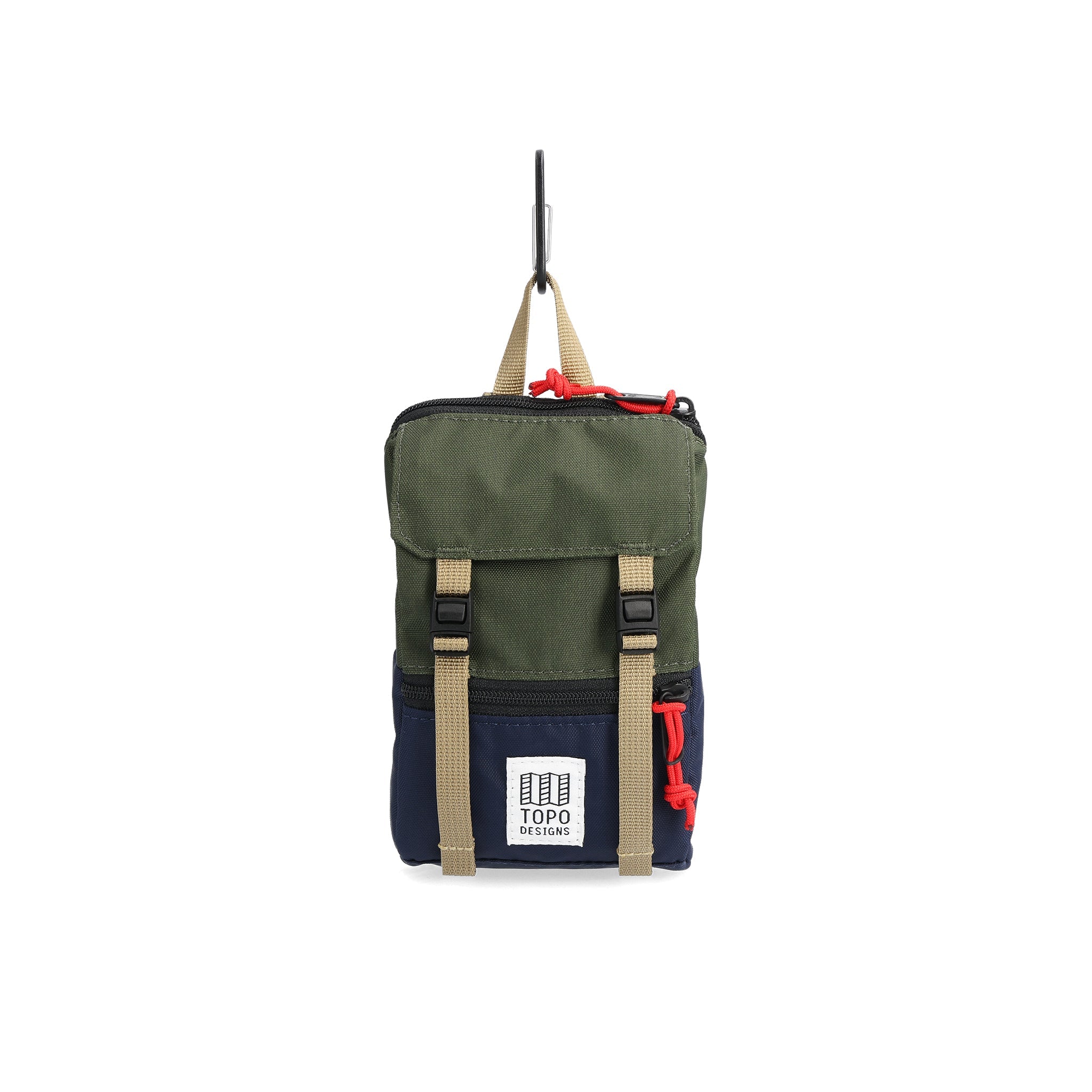 Front View of Topo Designs Rover Pack Micro in "Olive / Navy"