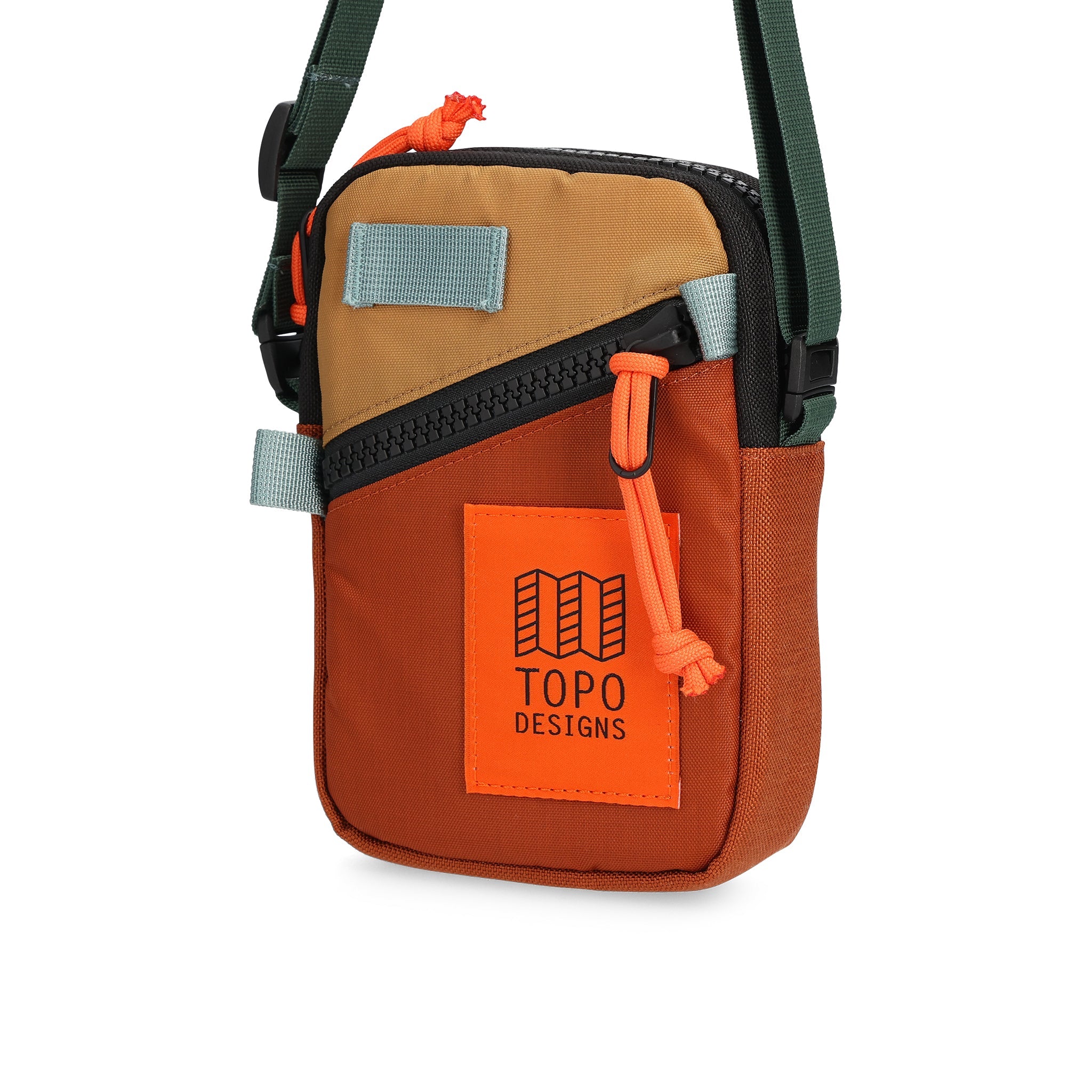 Front View of Topo Designs Mini Shoulder Bag in "Clay / Khaki"