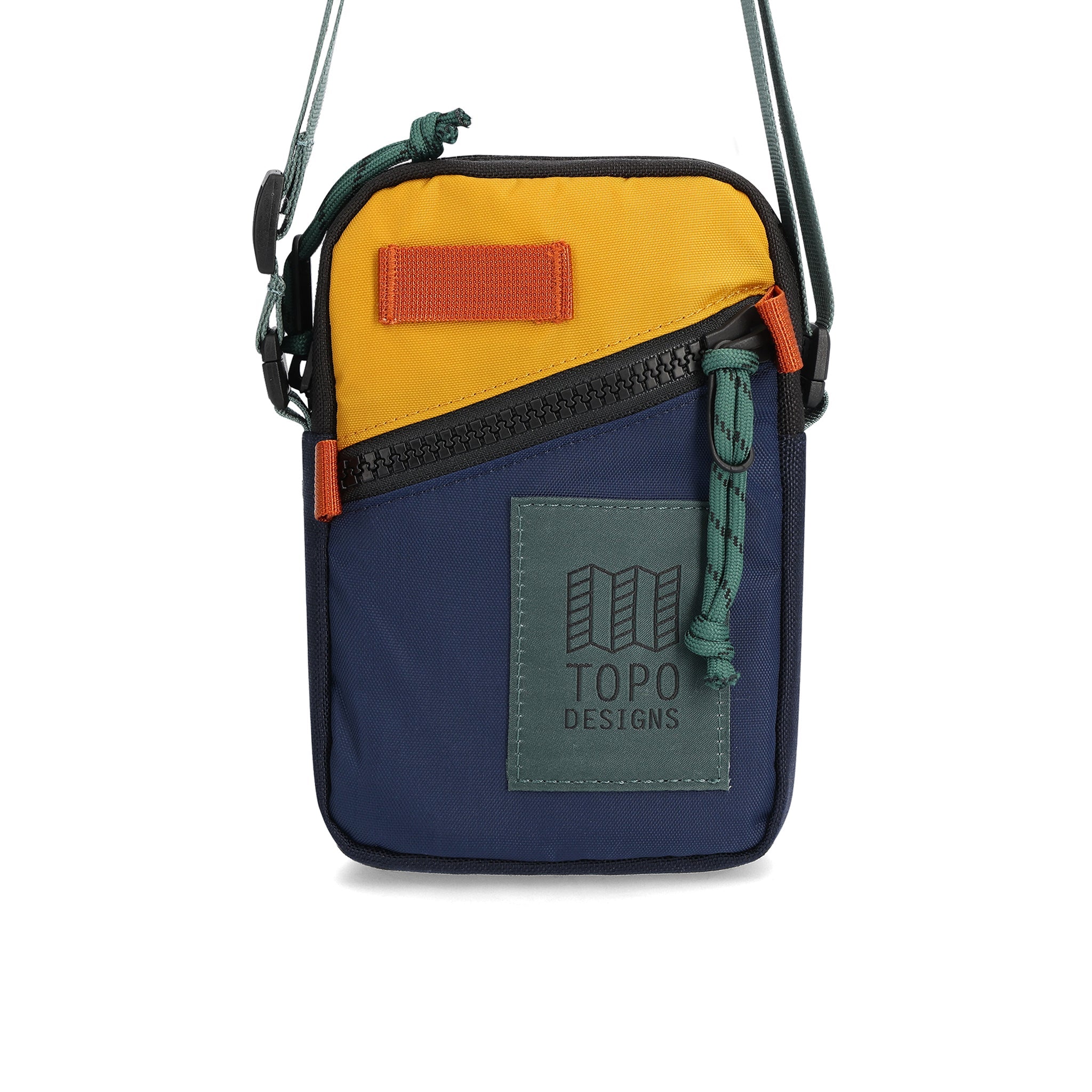 Front View of Topo Designs Mini Shoulder Bag in "Navy / Mustard"