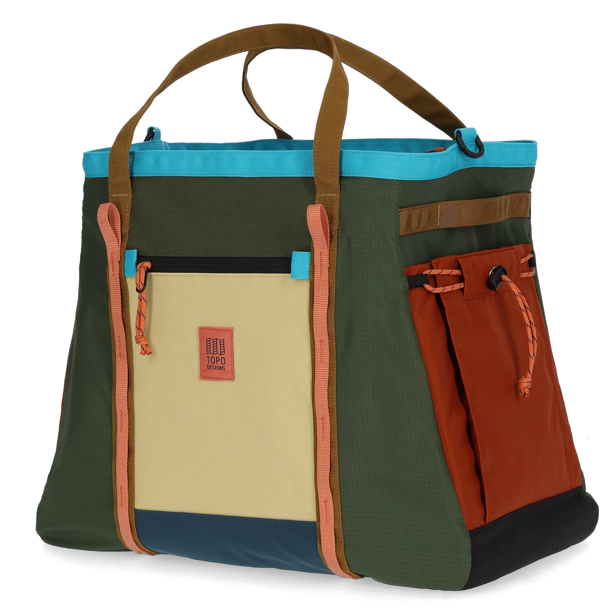 Front View of Topo Designs Mountain Gear Bag in "Olive / Hemp"