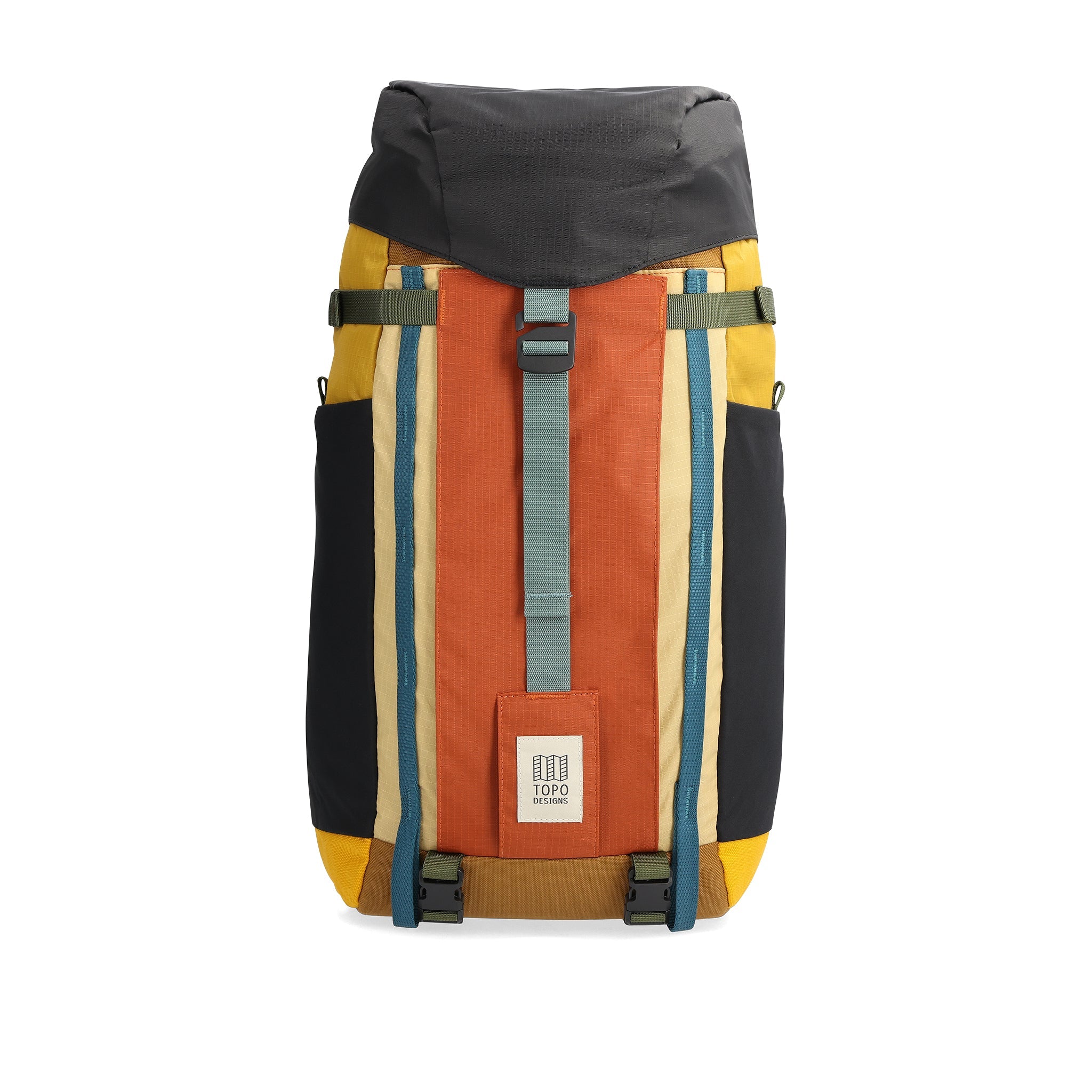 Front View of Topo Designs Mountain Pack 16L 2.0 in "Mustard / Black"