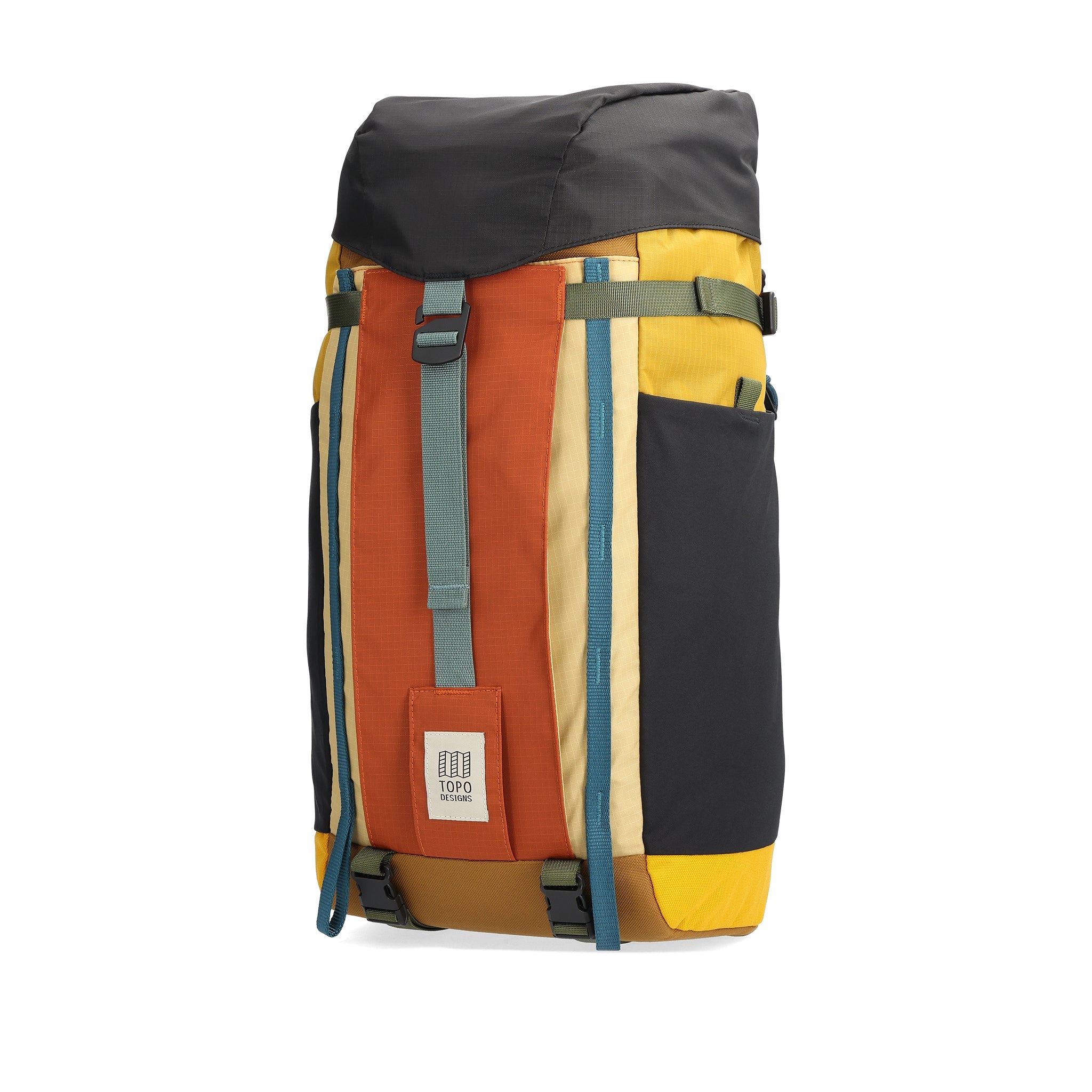 Front View of Topo Designs Mountain Pack 16L 2.0 in "Mustard / Black"
