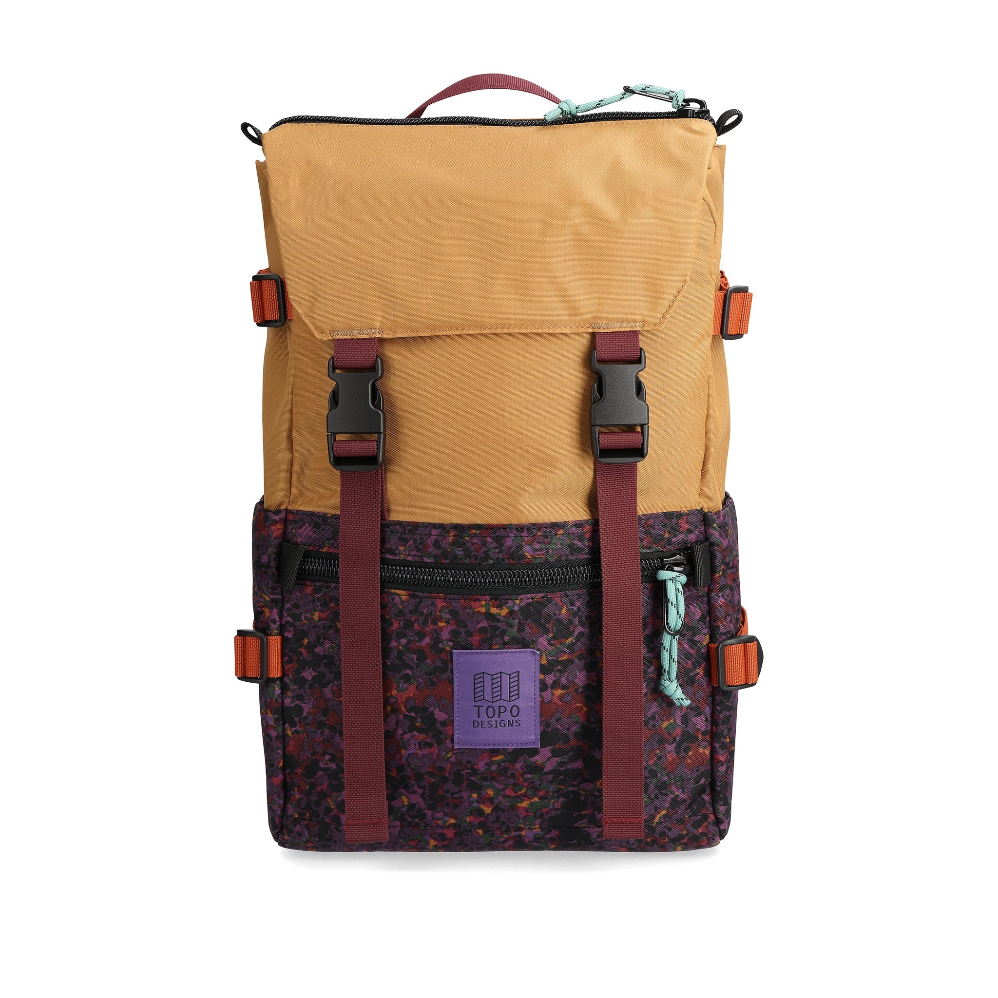 Front View of Topo Designs Rover Pack Classic in "Khaki / Black Meteor"