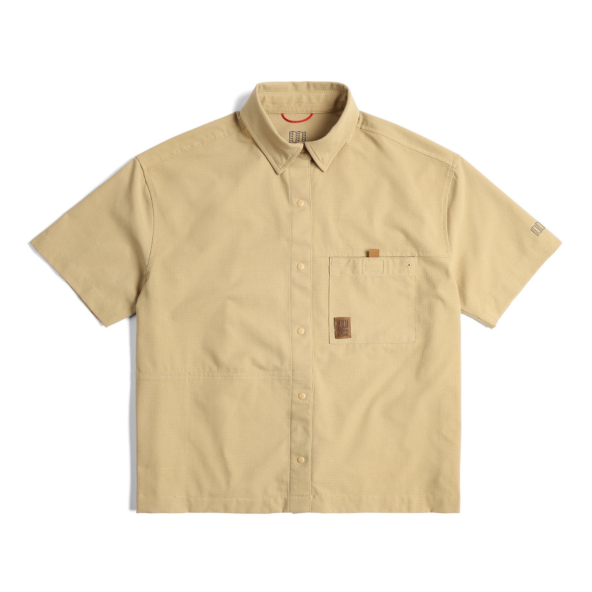 Front View of Topo Designs Retro River Shirt Ss - Women's in "Sahara"