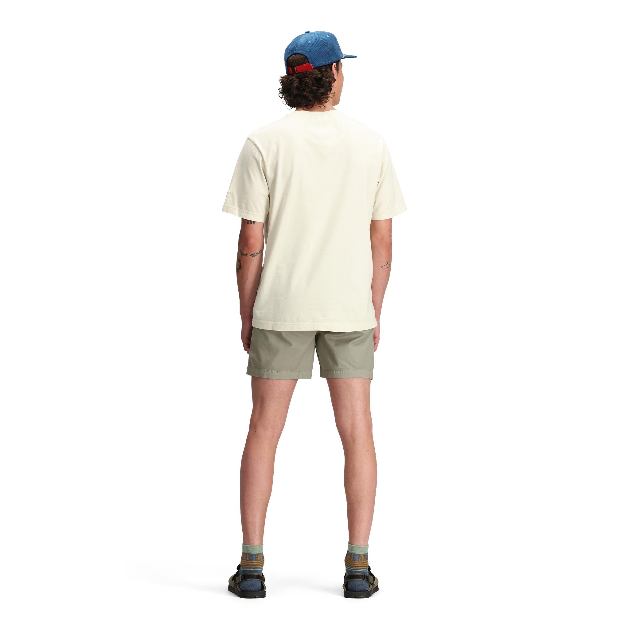 Back model shot of Topo Designs Dirt Desert Shorts - Men's in "Dried Sage"