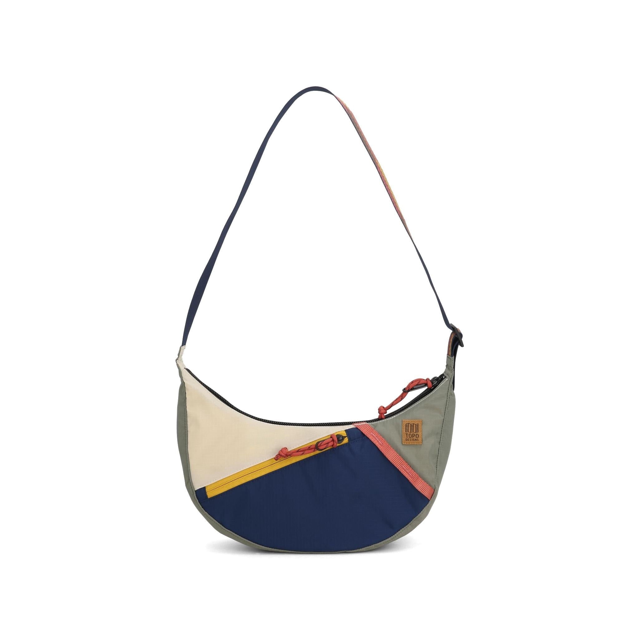 Front View of Topo Designs Moonlight Crossbody Bag in "Bone White / Beetle"