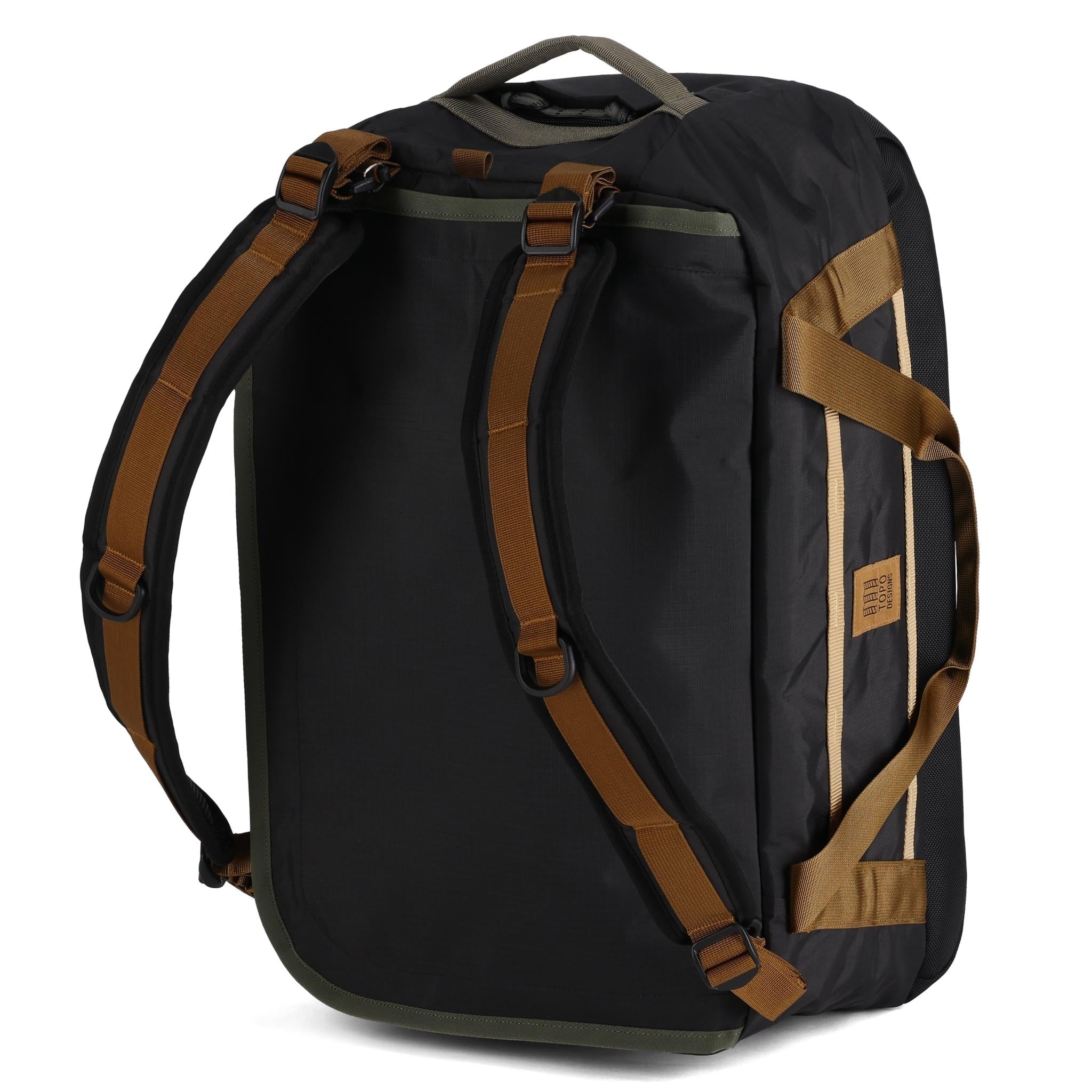 General Detail shot of Topo Designs Mountain Duffel 40L in "Black / Neutral"